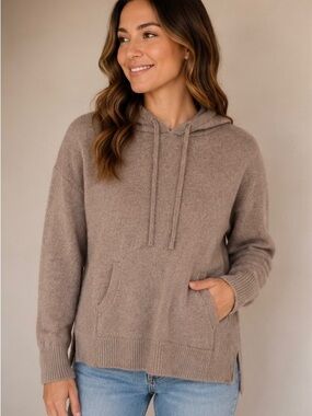 F&F Taupe 100% cashmere Hooded Sweater